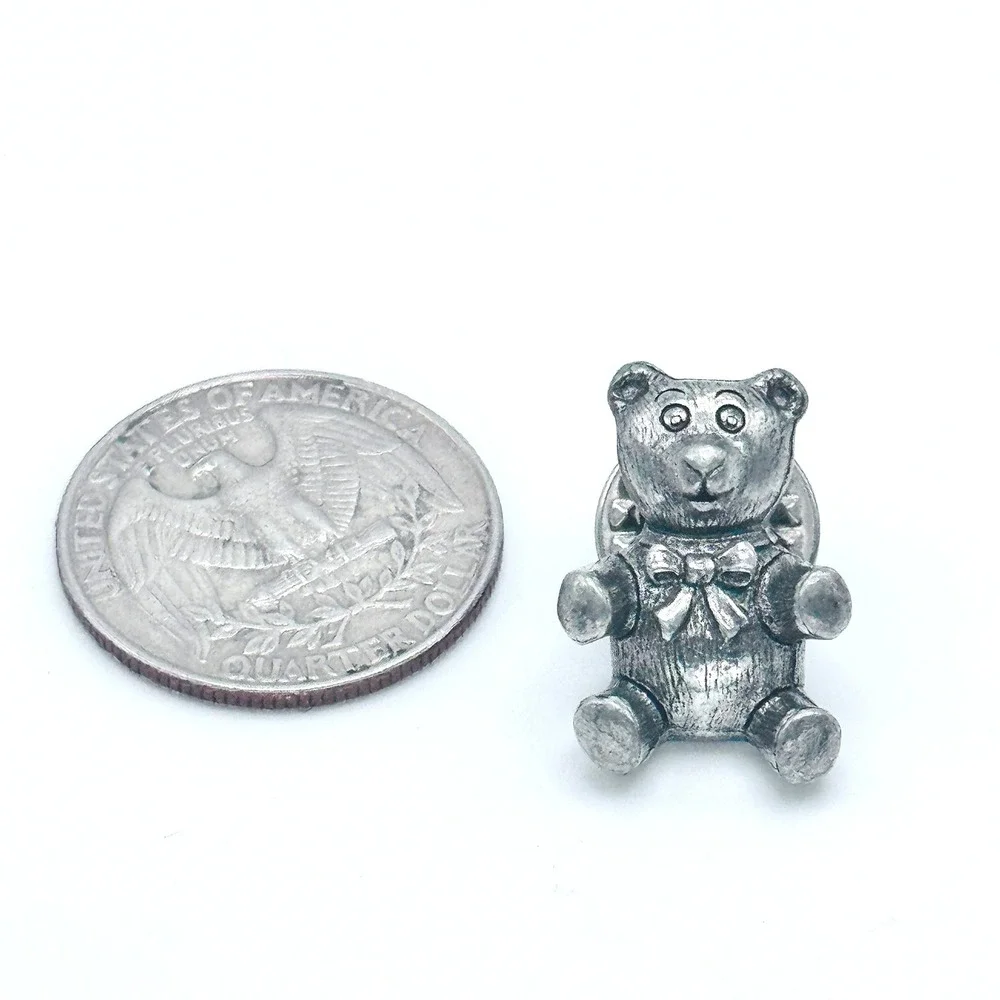 Vintage Teddy Bear Silver Tone Pin Brooch Cute Whimsical Retro Gift Kitsch